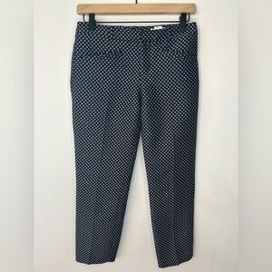 Club Monaco Women’s Geometric Jacquard Slim Crop Pants, Sz 00, Black, Blue, Gray